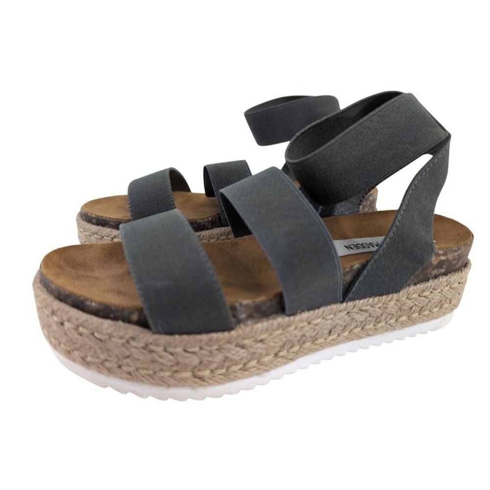 Steve Madden Sandal Womens 6 Gray Platform Espadrille‎ Strappy Open Toe Kimmie